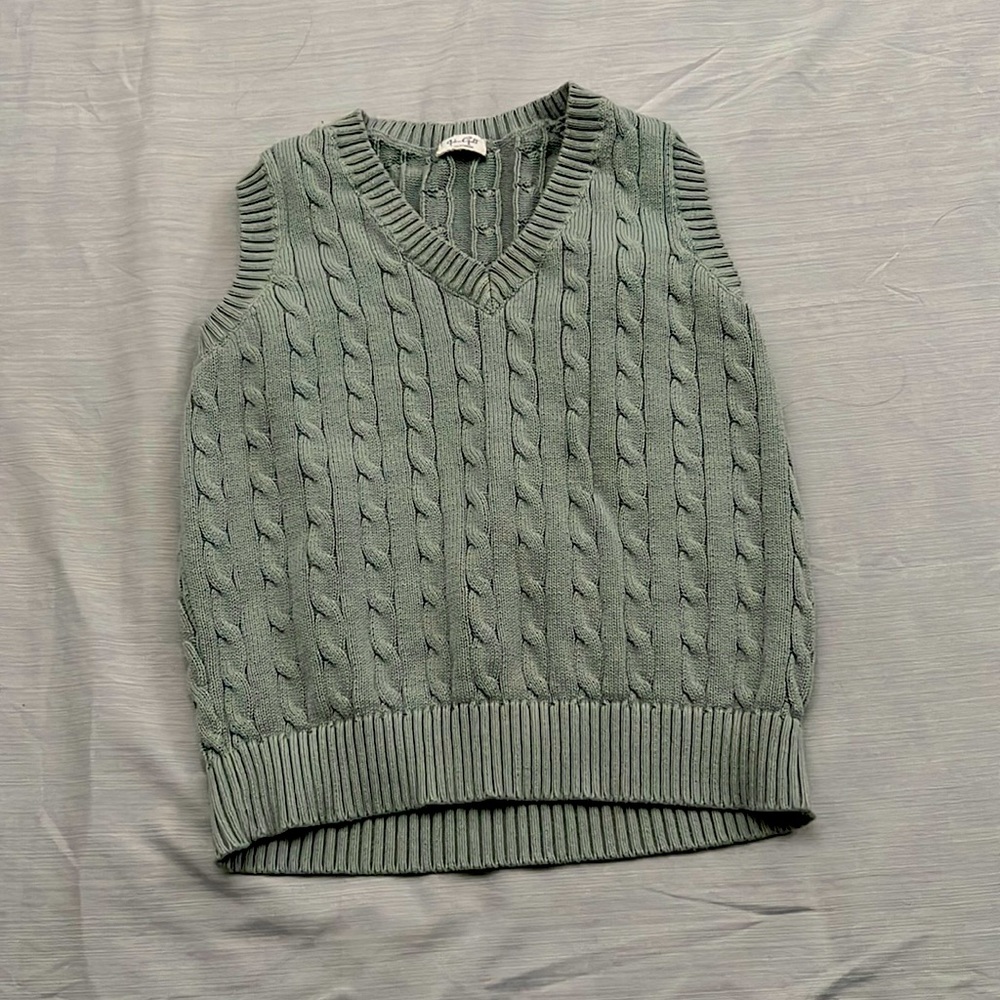 Green knit sweater vest